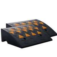 Rubber Curb Ramp 2 Pack, 15.2 cm Rise Height Heavy-Duty 15 tons Load Capacity Threshold Ramps, Driveway Ramps with Stable Grid Structure for Cars, Whe