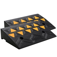 Rubber Curb Ramp 2 Pack, 11 cm Rise Height Heavy-Duty 15 tons Load Capacity Threshold Ramps, Driveway Ramps with Stable Grid Structure for Cars, Wheel