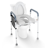 Raised Toilet Seat, 7-Position Height Adjustment 655-805 Mm, 158.7 kg Weight Capacity, with Comfort Padded Aluminum Frame, Universal Toilet Seat Riser