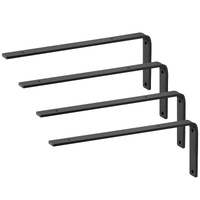 Shelf Bracket, Heavy Duty Floating Shelf Brackets 25.6 x 15.5 cm, 4 Pcs Brackets for Shelves, 5mm Thick Matte Black L Shelf Bracket,Steel Shelving Bra