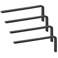 Shelf Bracket, 41 x 15.5 cm 4 Pcs, Heavy Duty Floating Shelf Brackets, Brackets for Shelves, 10mm Thick Matte Black L Shelf Bracket,Steel Shelving Bra