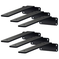 Shelf Bracket, 16cmL x 10cmW x 4.5cmH 6 Pcs, Heavy Duty Floating Shelf Brackets, Brackets for Shelves, 5mm Thick Matte Black L Shelf Bracket,Steel She
