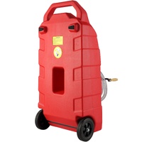 60.57L Fuel Caddy, 7.8 L/min, Portable Gas Storage Tank Container with Hand Pump Rubber Wheels, Fuel Transfer Storage Tank for Gasoline Diesel Machine