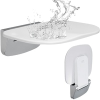 Urea-formaldehyde Folding Shower Seat, 13.6'' x 12.8'' Unfolded, Wall Mounted Fold Up Shower Bench with 450 lbs Load Capacity, Space Saving Fold Down 