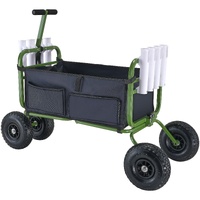Beach Fishing Cart, 136kg Load Capacity, Foldable Fish and Marine Cart with Four 280mm Big Wheels Rubber Balloon Tires, Heavy-Duty Steel Pier Wagon Tr