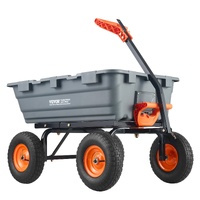 Dump Cart, Poly Garden Dump Cart with Easy to Assemble Steel Frame, Dump Wagon with 2-in-1 Convertible Handle, Utility Wheelbarrow 544kg/ 1200lbs Capa