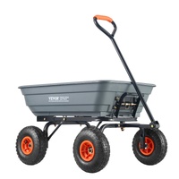 Dump Cart, Poly Garden Dump Cart with Easy to Assemble Steel Frame, Dump Wagon with 2-in-1 Convertible Handle, Utility Wheelbarrow 272kg/ 600lbs Capac