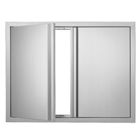 BBQ Access Door, 787x609 mm Double Outdoor Kitchen Door, Stainless Steel Flush Mount Door, Wall Vertical Door with Recessed Handles , for BBQ Island, 
