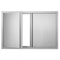 BBQ Access Door, 914x610 mm Double Outdoor Kitchen Door, Stainless Steel Flush Mount Door, Wall Vertical Door with Recessed Handles , for BBQ Island, 