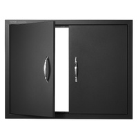 BBQ Access Door, 788x610 mm Double Outdoor Kitchen Door, Cold Plate Flush Mount Door, Wall Vertical Door with Handles, for BBQ Island, Grilling Statio