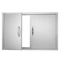 BBQ Access Door, 889x610 mm Double Outdoor Kitchen Door, Stainless Steel Flush Mount Door, Wall Vertical Door with Handles, for BBQ Island, Grilling S