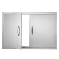 BBQ Access Door, 915x610 mm Double Outdoor Kitchen Door, Stainless Steel Flush Mount Door, Wall Vertical Door with Handles, for BBQ Island, Grilling S