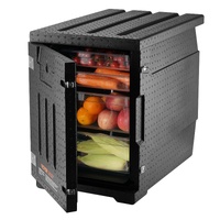 Insulated Food Pan Carrier, 90L Hot Box for Catering, LLDPE Food Box Carrier with Double Buckles, Front Loading Food Warmer for Restaurant, Canteen, e