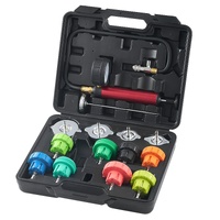 14 pcs Universal Radiator Pressure Tester Kit, Coolant Pressure Tester Kit with Manual Pump and Color-coded Steel Test Cap Adapters, with Toolbox, For