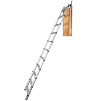 Attic Ladder Telescoping, 158.76kg Capacity, 100cm x 59.94cm,Multi-Purpose Aluminium Extension, Lightweight and Portable,Fits298.7cm-320.04cmCeilingHe