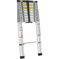 Telescoping Ladder, 563.9CM Aluminum One-button Retraction Collapsible Extension Ladder, 400 LBS Capacity with Non-slip Feet, Portable Multi-purpose C