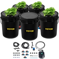 DWC Hydroponic System, 5 Gallon 5 Buckets, Deep Water Culture Growing Bucket, Hydroponics Grow Kit with Pump, Air Stone and Connected Reservoir, for I