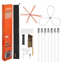 Chimney Sweep Kit, 7m Maximum Extendable Length Chimney Brush, Chimney Cleaner Sweeper with Dual Brush Heads, Brush & Goggles, Fireplace Cleaning Tool