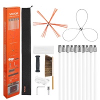 Chimney Sweep Kit, 10m Maximum Extendable Length Chimney Brush, Chimney Cleaner Sweeper with Dual Brush Heads, Brush & Goggles, Fireplace Cleaning Too