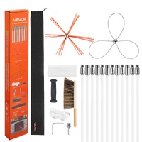 Chimney Sweep Kit, 12m Maximum Extendable Length Chimney Brush, Chimney Cleaner Sweeper with Dual Brush Heads, Brush & Goggles, Fireplace Cleaning Too