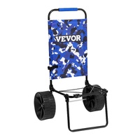 Beach Dolly with Big Wheels for Sand, 15.4" x 15.7" Cargo Deck, w/ 10" PE Solid Wheels, 69LBS Loading Capacity Folding Sand Cart, Heavy Duty Cart for 