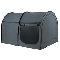 Bed Tent, Pongee Fabric, 4 Doors Breathable Dream Tent with 7 mm Fiber Poles on Bed Privacy, Full Size Block out Light Sleeping Bed Canopy, Fit for Ki