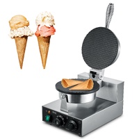 Electric Ice Cream Cone Maker, Commercial 1230W Waffle Cone Machine, Non-Stick Stainless Steel Egg Roll Mold, with Temperature and Time Control, Handl
