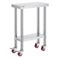 Stainless Steel Work Table with Wheels 24 x 12 x 32 Inch Prep Table with 4 Casters Heavy Duty Work Table for Commercial Kitchen Restaurant Business