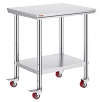Stainless Steel Work Table with Wheels 24 x 30 Prep Table with casters Heavy Duty Work Table for Commercial Kitchen Restaurant Business (24 x 30 x 33.