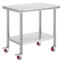 Stainless Steel Work Table 36x24 Inch with 4 Wheels Commercial Food Prep Worktable with Casters Heavy Duty Work Table for Commercial Kitchen Restauran