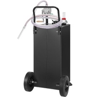 114L Gas Caddy, Fuel Storage Tank with Wheels, Portable Fuel Caddy with Manuel Transfer Pump, Gasoline Diesel Fuel Container for Cars, Lawn Mowers, AT