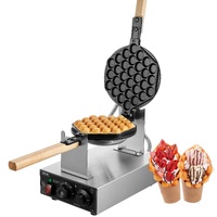 Commercial Bubble Waffle Maker, 1400W Egg Pancake Baker Machine, Non-Stick Stainless Steel Egg Bubble Puff, 180° Rotatable, Temp and Time Control, Woo