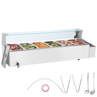 Commercial Electric Food Warmer Countertop Buffet 6*5Qt with Glass Shield