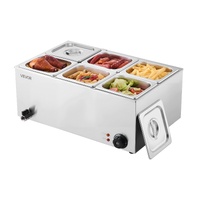 Commercial Food Warmer, 6-Pan Electric Steam Table, 1200W Professional Countertop Stainless Steel Buffet Bain Marie with 30-85°C Temp Control for Cate
