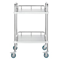 Lab Rolling Cart, 2-Shelf Stainless Steel Rolling Cart, Lab Serving Cart with Swivel Casters, Dental Utility Cart for Clinic, Lab, Hospital, Salon, 15
