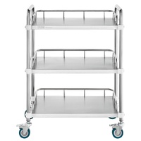 Lab Rolling Cart, 3-Shelf Stainless Steel Rolling Cart, Lab Serving Cart with Swivel Casters, Dental Utility Cart for Clinic, Lab, Hospital, Salon, 26