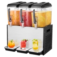 Commercial Beverage Dispenser, 3 Tanks 12 L Per Tank Juice Dispenser, 370W Stainless Steel Ice Tea Drink Machine with 7?-12? Cooling Temperature, for 