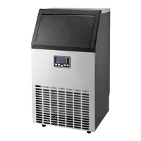 Commercial Ice Maker Machine, 100lbs/24H Ice Maker Machine with 33lbs Storage Capacity, 45 Ice Cubes in 15 Minutes, LED Digital Display Freestanding S