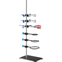 Lab Stand Support, Laboratory Retort Support Stand Set, Steel Lab Stand 23.6" Rod and 8.3" x 5.3" Cast Iron Base, Includes Flask Clamps, a Burette Cla