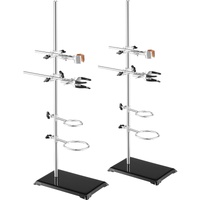 Lab Stand Support, Laboratory Retort Support Stand 2 Sets, Steel Lab Stand 23.6" Rod and 8.3" x 5.3" Cast Iron Base, Includes Flask Clamps, Burette Cl