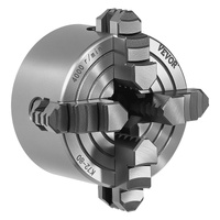 4-Jaw Lathe Chuck, 3 Inch (80 mm), 4-Jaw Chuck, 0.1-3.15 in (5-80 mm) Clamping Range with T-key Fixing Screws Reversible Jaws, HT300 Material, Interna
