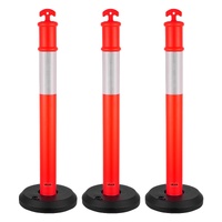3 Pack Traffic Delineator Posts, 1140 mm Traffic Safety Cones with Fillable Base and Reflective Strips, Heavy Duty Delineator Posts for Construction S