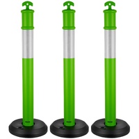 3 Pack Traffic Delineator Posts, 1140 mm Traffic Safety Cones with Fillable Base and Reflective Strips, Heavy Duty Delineator Posts for Construction S
