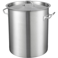 Stainless Steel Stockpot, 42 Quart Large Cooking Pots, Multipurpose Cookware Sauce Pot with Lid & Handle, Heavy Duty Commercial Grade Stock Pot, Sandi