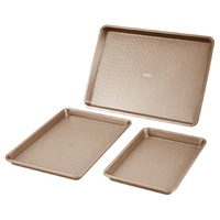 Baking Pan Set 3-Piece Nonstick Carbon Steel Set with Silicone Handles