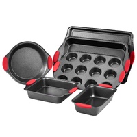 Baking Pan Set 6-Piece Nonstick Carbon Steel Set with Silicone Handles