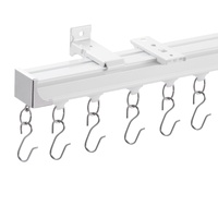 Ceiling Curtain Track Set 17.7 FT/5.4 Meter Room Divider with Hooks White