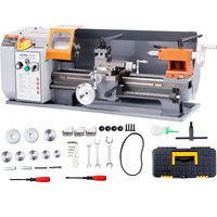 Metal Lathe Machine, 200 mm x 350 mm, Precision Benchtop Power Metal Lathe, 50-2500 RPM Continuously Variable Speed, 600W Brush Motor Metal Gears, wit