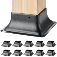 101.6x101.6mm Post Base 10Pcs, Internal 91x91mm Heavy Duty Powder-Coated Steel Post Bracket Fit for Standard Wood Post Anchor, Decking Post Base for D