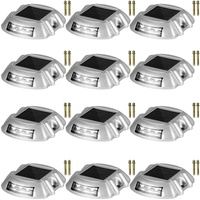 Driveway Lights 12-Pack Solar Driveway Lights Bright White with Screws Solar Deck Lights Outdoor Waterproof Wireless Dock Lights 6 LEDs for Path Warni